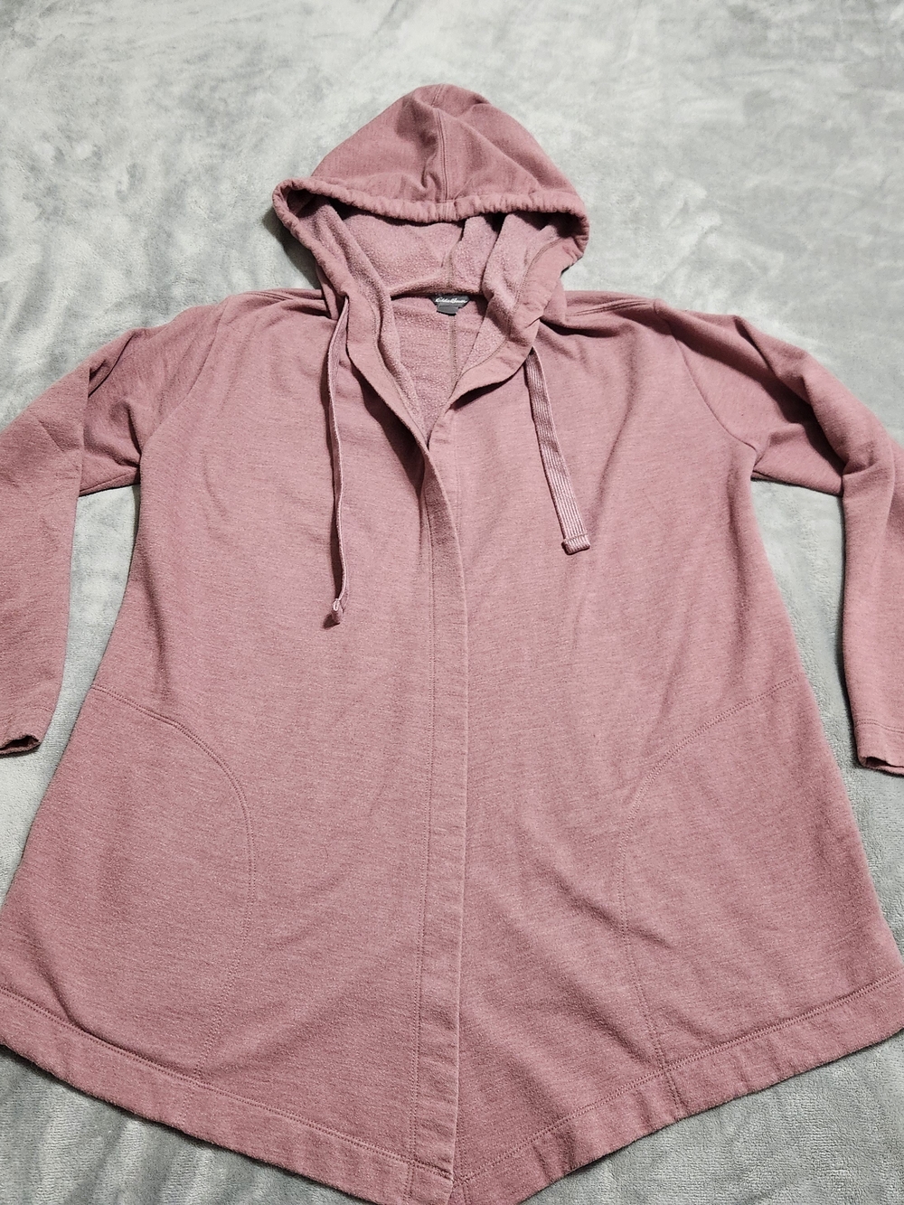 Eddie Bauer Mauve Pink Open Front Hooded Cardigan S